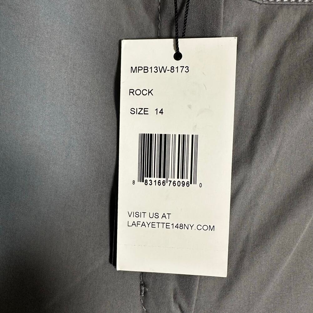 NWT Lafayette 148 Bi-Stretch Pima Cotton Fulton Cropped Pant Rock 14 Minimalist - Picture 3 of 10